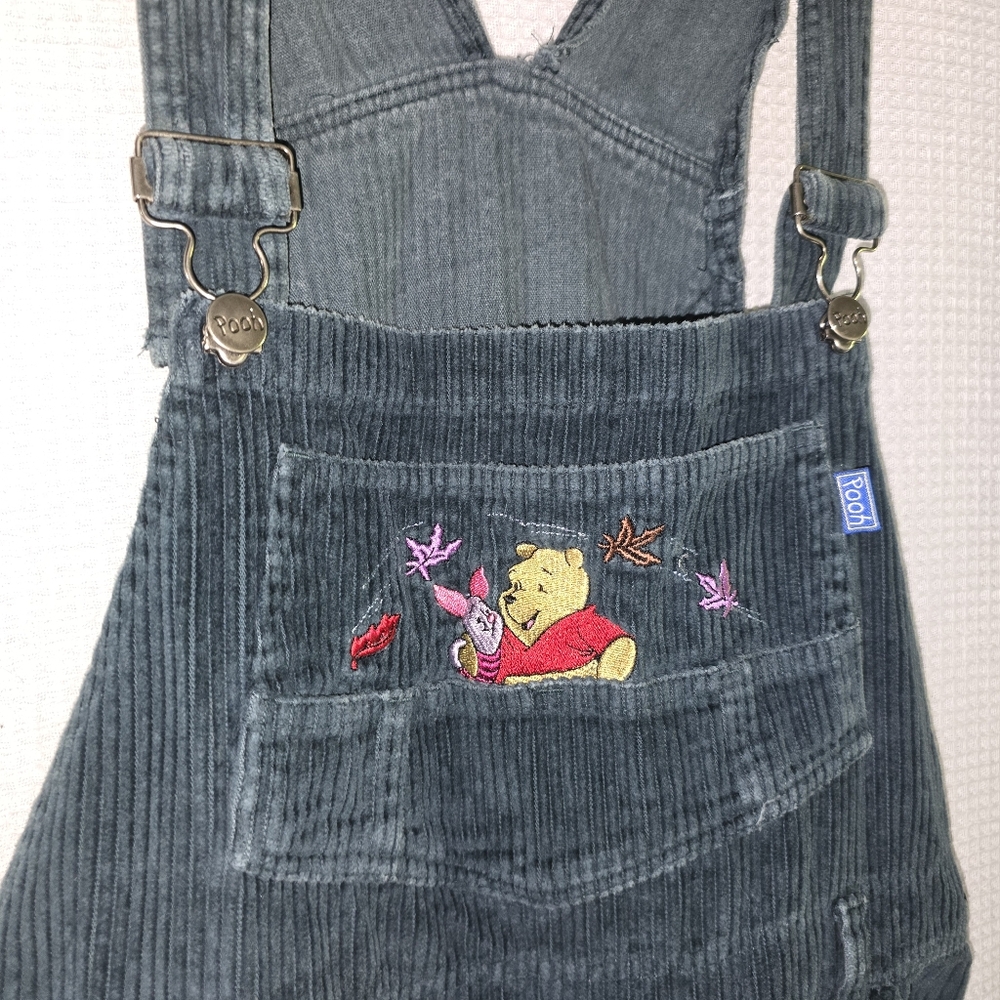 Green Corduroy Overalls with Embroidered Design